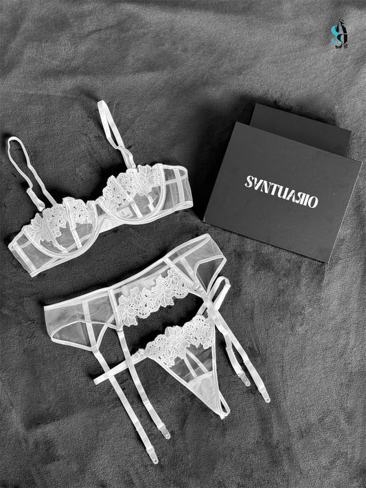 White Carnation Lingerie Set