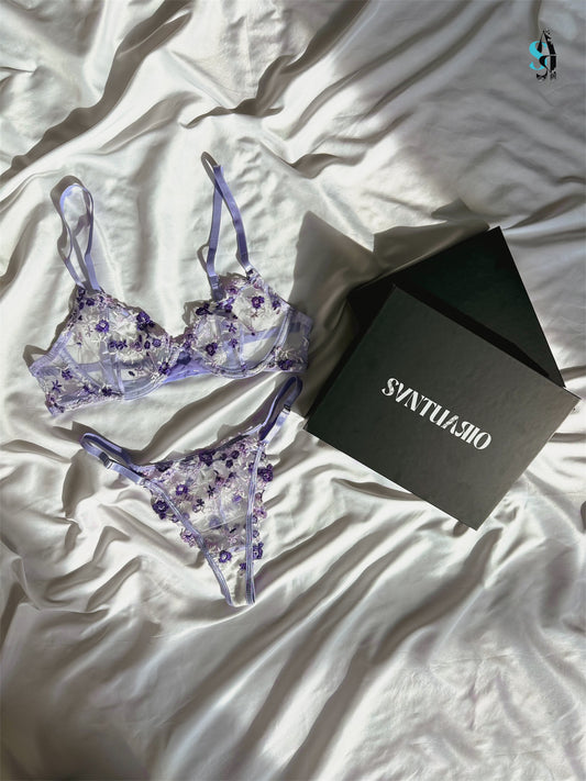 Light Purple Rose Lingerie Set