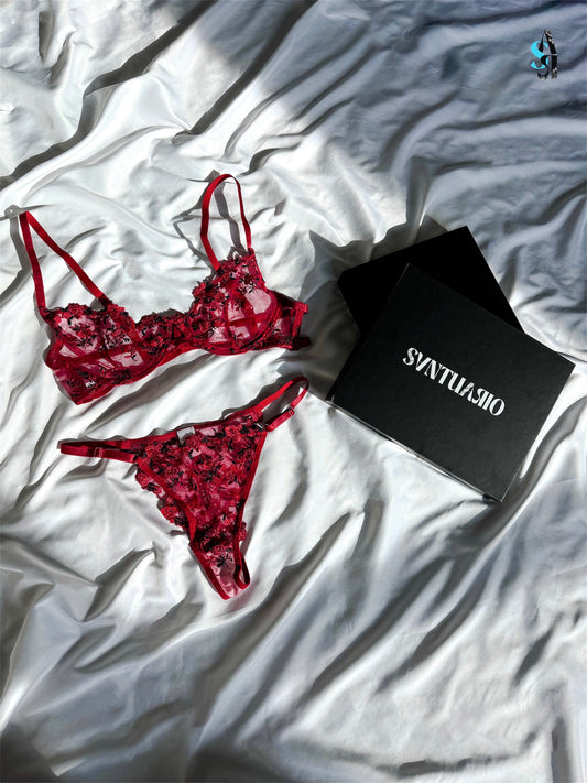 Red Rose Lingerie Set