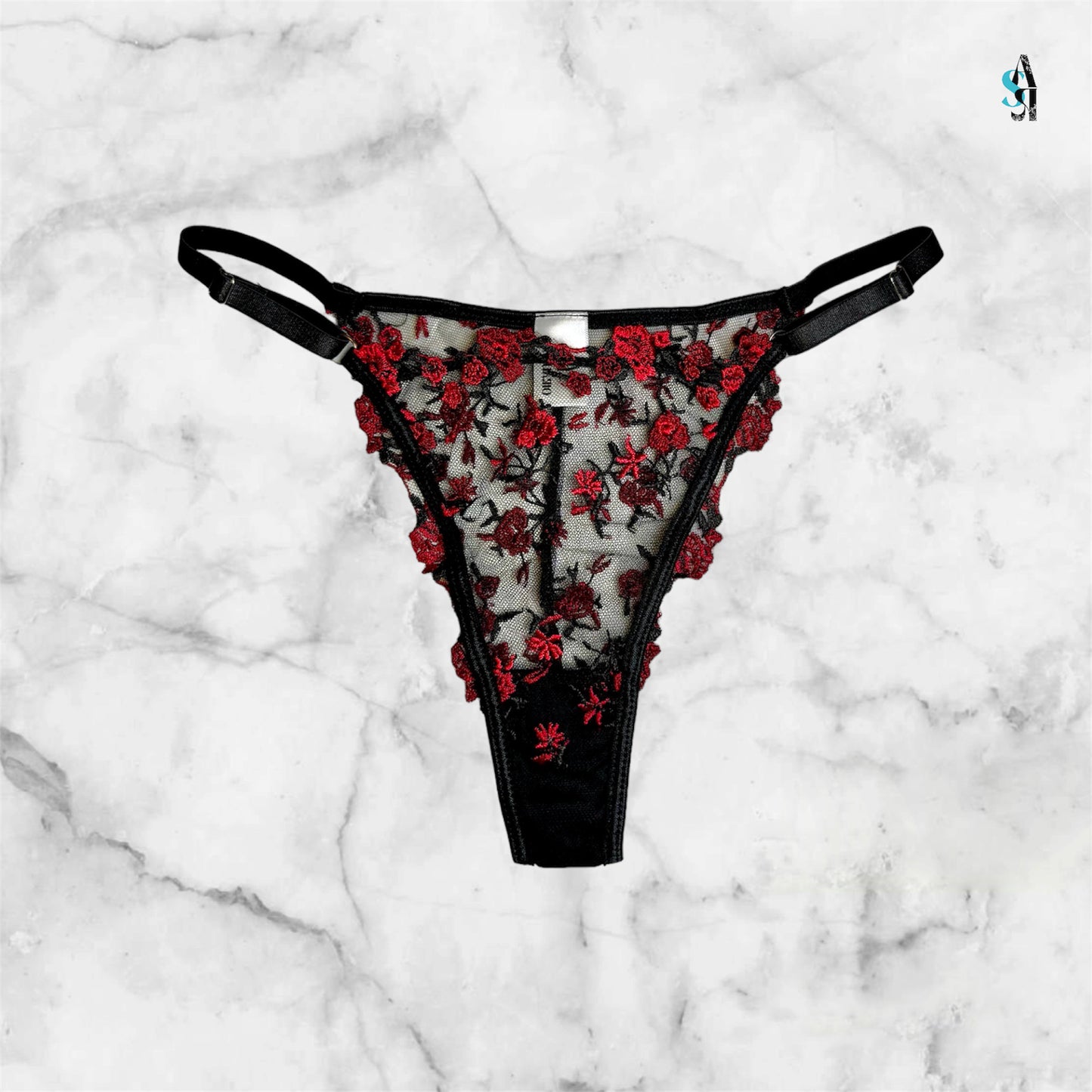 Black & Red Rose Lingerie Set